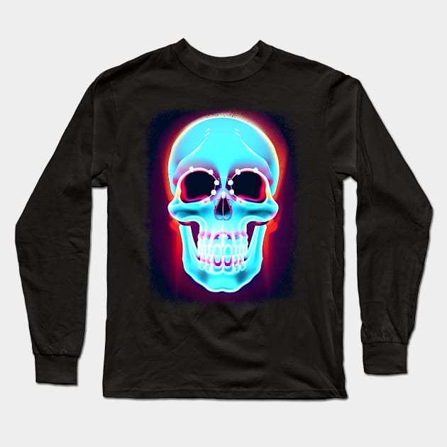 Glowing Skull Long Sleeve T-Shirt by rajjuneja